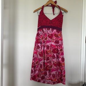 Athleta Pack Everywhere Halter Dress Grenadine Paisley Pink Sz 14P EUC